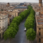 Vista panorámica de Las Ramblas, Barcelona