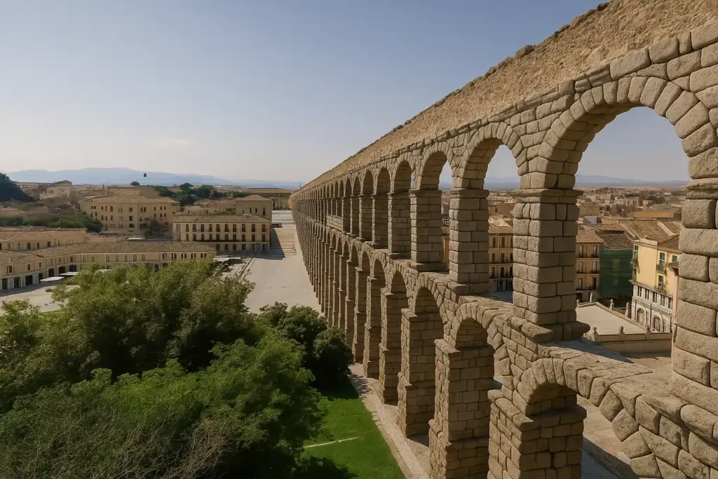 Arquerías del Acueducto de Segovia en la Plaza del Azoguejo