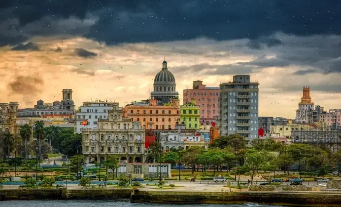 Panoramic view with the Capitolio and the Gran Teatro de La Habana.