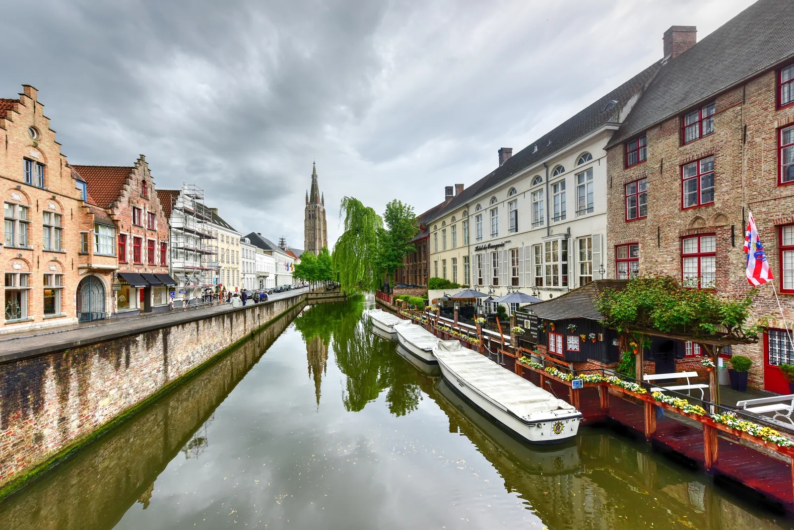 Bruges canal with the Church of Our Lady in the background