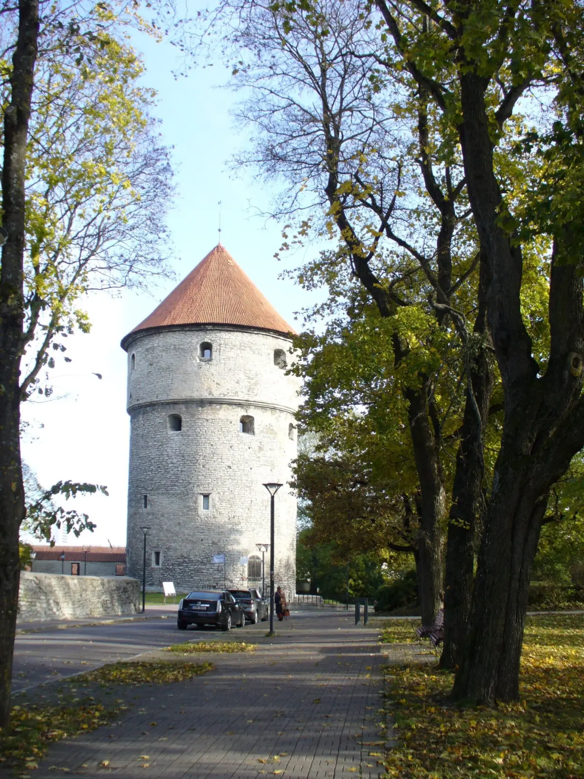 Torre Kiek in de Kök entre árboles en Tallin