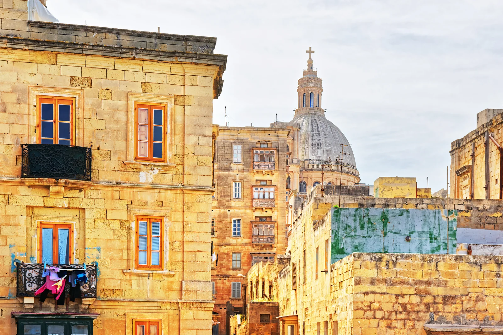Street view of the Basilica of Our Lady of Mount Carmel in Valletta
