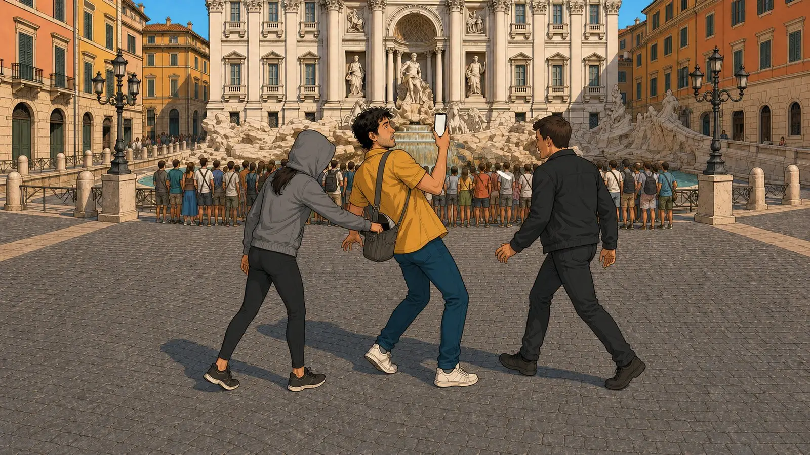 Carteristas en la Fontana di Trevi