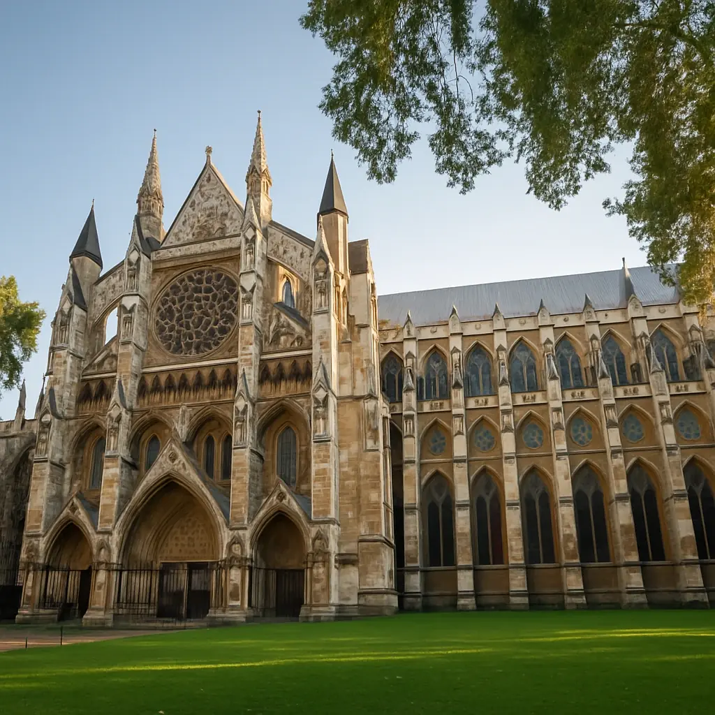 Fachada gótica norte de la Abadía de Westminster en Londres