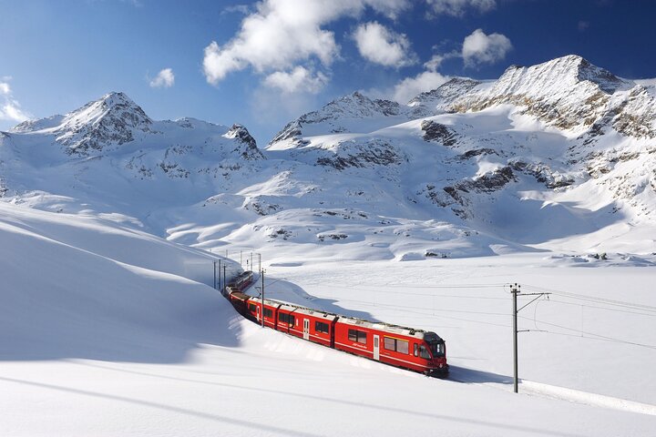 Bernina Red Train, Swiss Alps & St Moritz From Milan