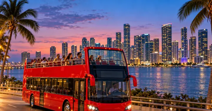 Miami: Double-Decker Night Bus Tour with Optional Cruise