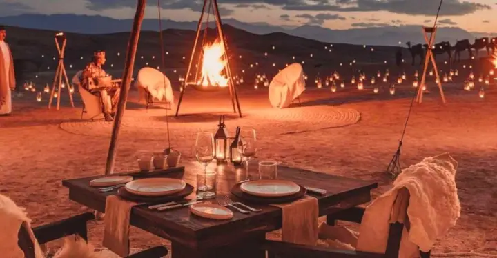 From Marrakech : Agafay Desert Sunset Dinner with Camel Ride