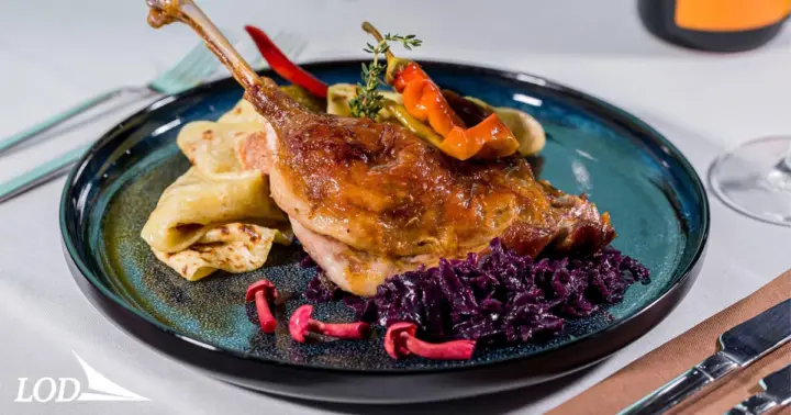Bratislava: Cena gourmet de oca con crucero por el Danubio