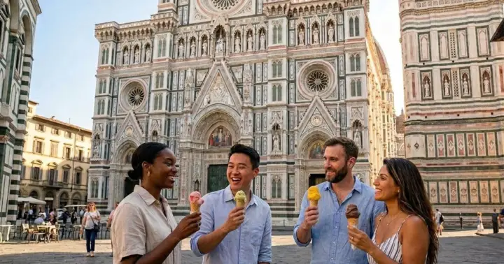 El emblemático Duomo de Florencia y delicias heladas