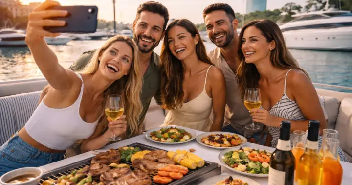 Barcelona: Barbacoa experiencia de lujo en barco con cocinero y bebidas