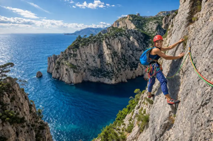 Marsella: Escalada en vía larga en las Calanques con guía diplomado