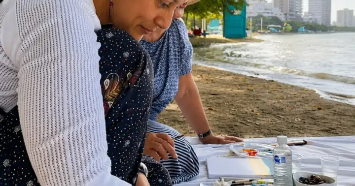 Cartagena: pintura con acuarelas en la playa con brunch