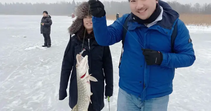 From Helsinki: Bodom Lake Ice Fishing with Food & Drinks