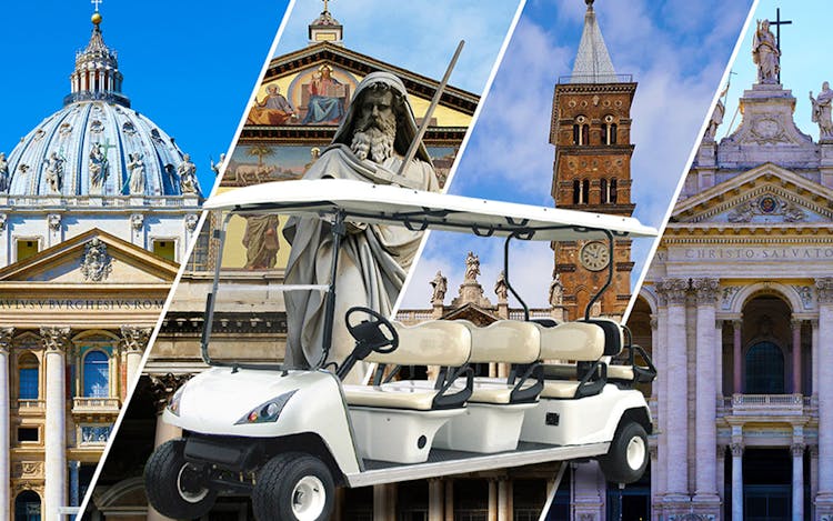 Visita guiada privada a las basílicas papales de Roma en carrito de golf