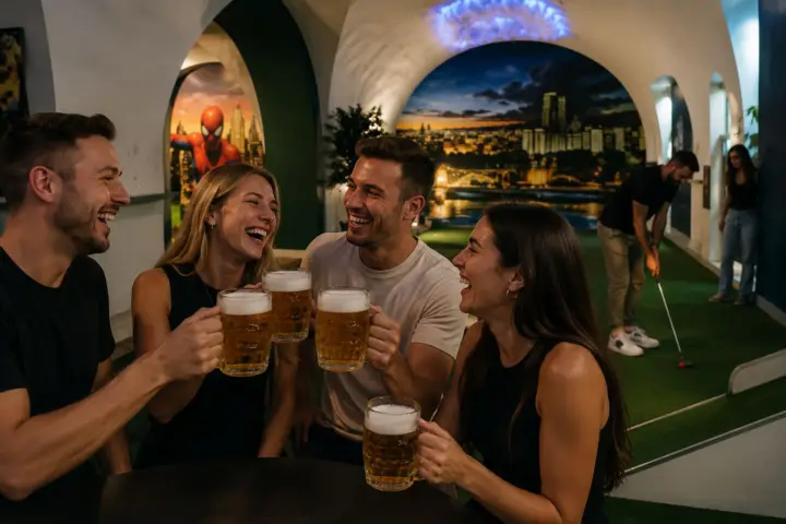 Minigolf en Praga con cerveza y prosecco ilimitados
