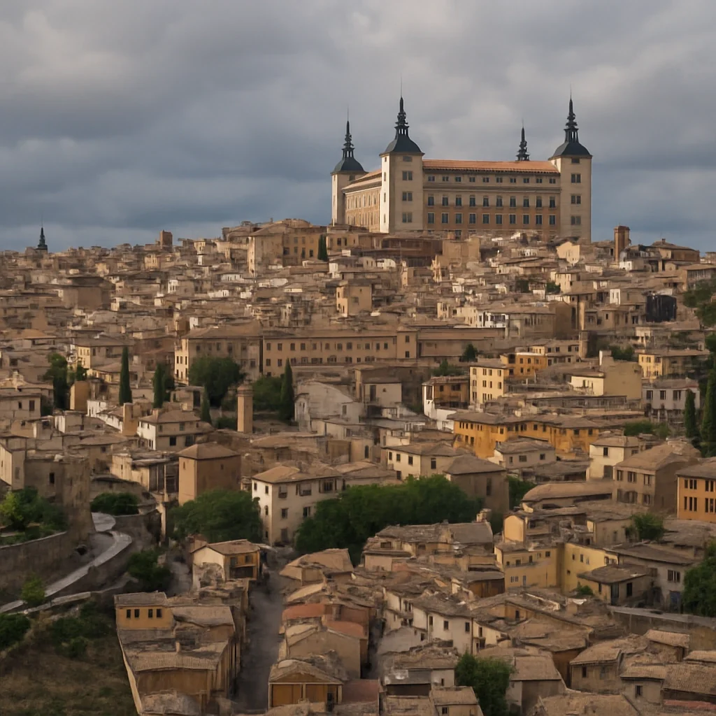 Vista panorámica histórica del Alcázar de Segovia, España