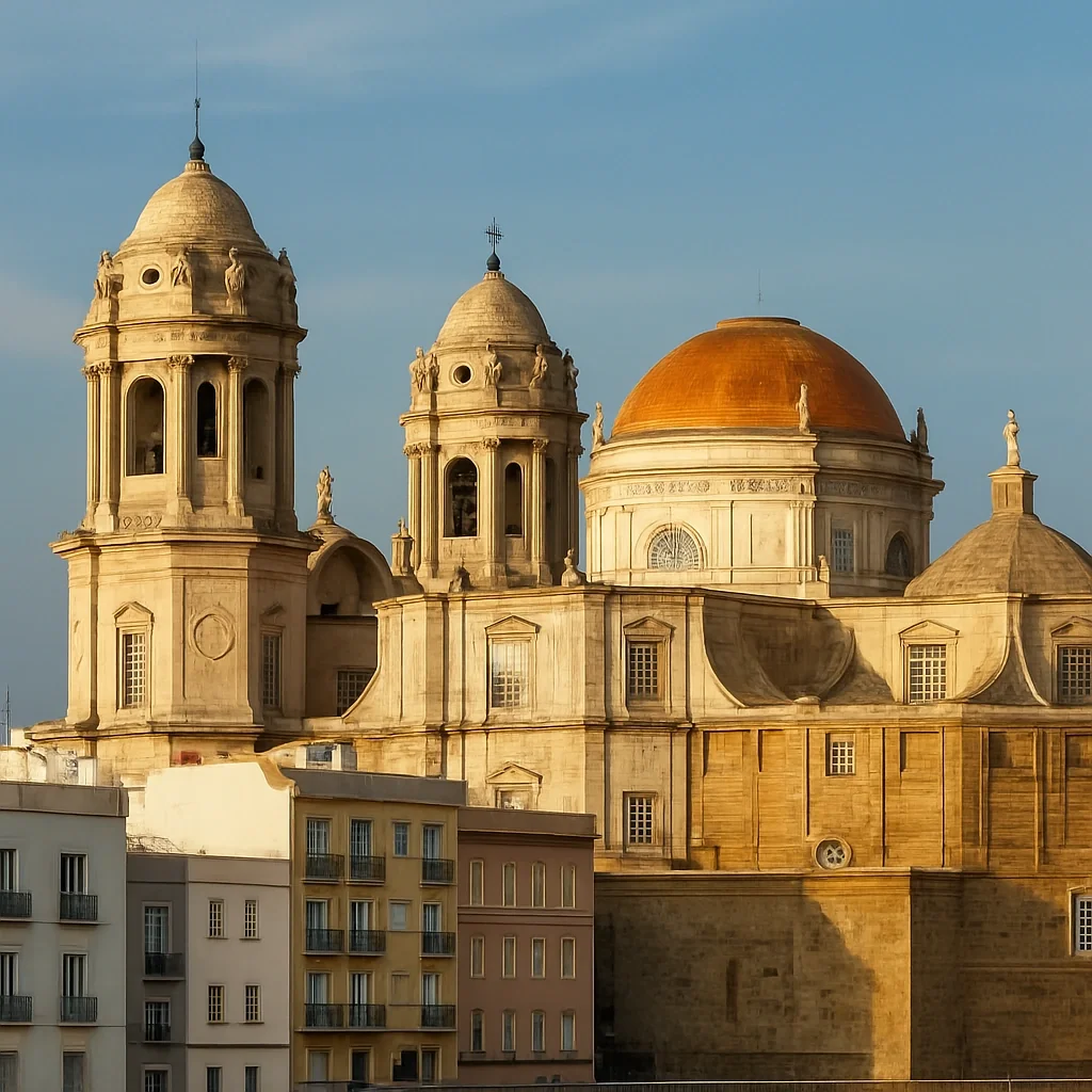 Catedral de Cádiz con texto 'Qué ver GRATIS en Cádiz' en el título