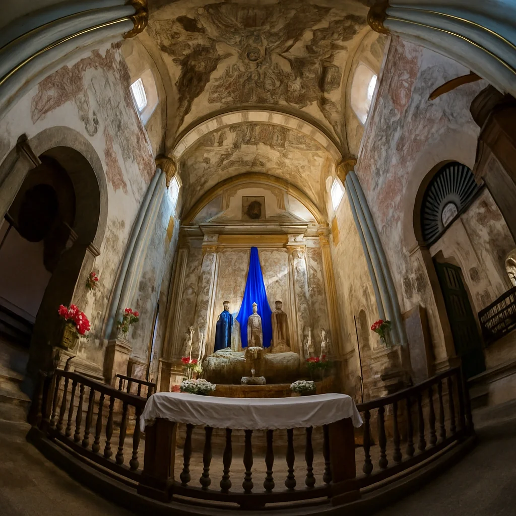 Interior de la Iglesia de San Antonio de los Alemanes con altares y decoración religiosa.